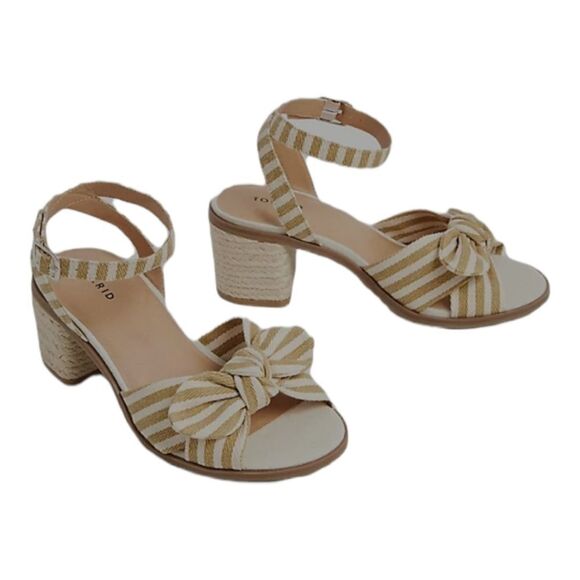 𝅺torrid Striped Bow Front Espadrille Block Heels - Picture 1 of 7